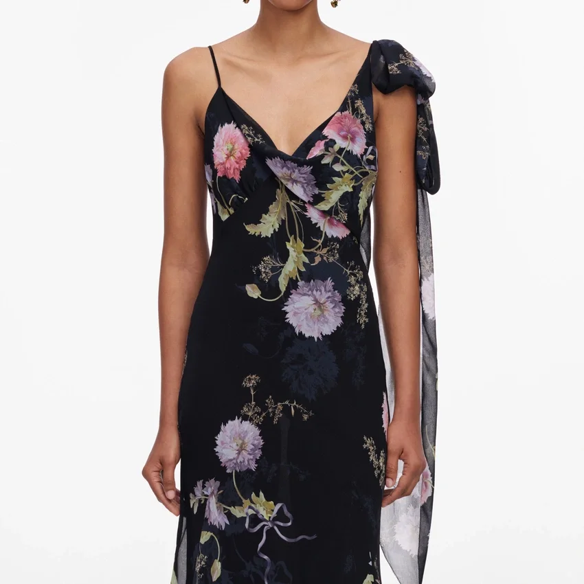 Black Floral Georgette Maxi Dress Black Floral Georgette Maxi Dress