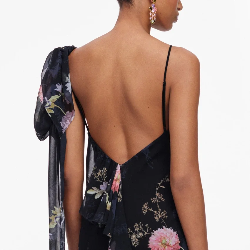Black Floral Georgette Maxi Dress Black Floral Georgette Maxi Dress