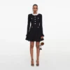 Black Flower Trim Knit Mini Dress Black Flower Trim Knit Mini Dress