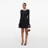 Black Flower Trim Knit Mini Dress Black Flower Trim Knit Mini Dress