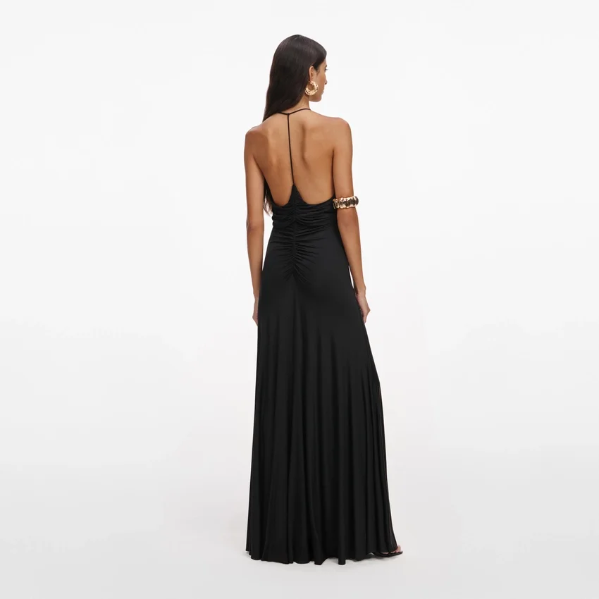 Black Jersey Gathered Maxi Dress Black Jersey Gathered Maxi Dress