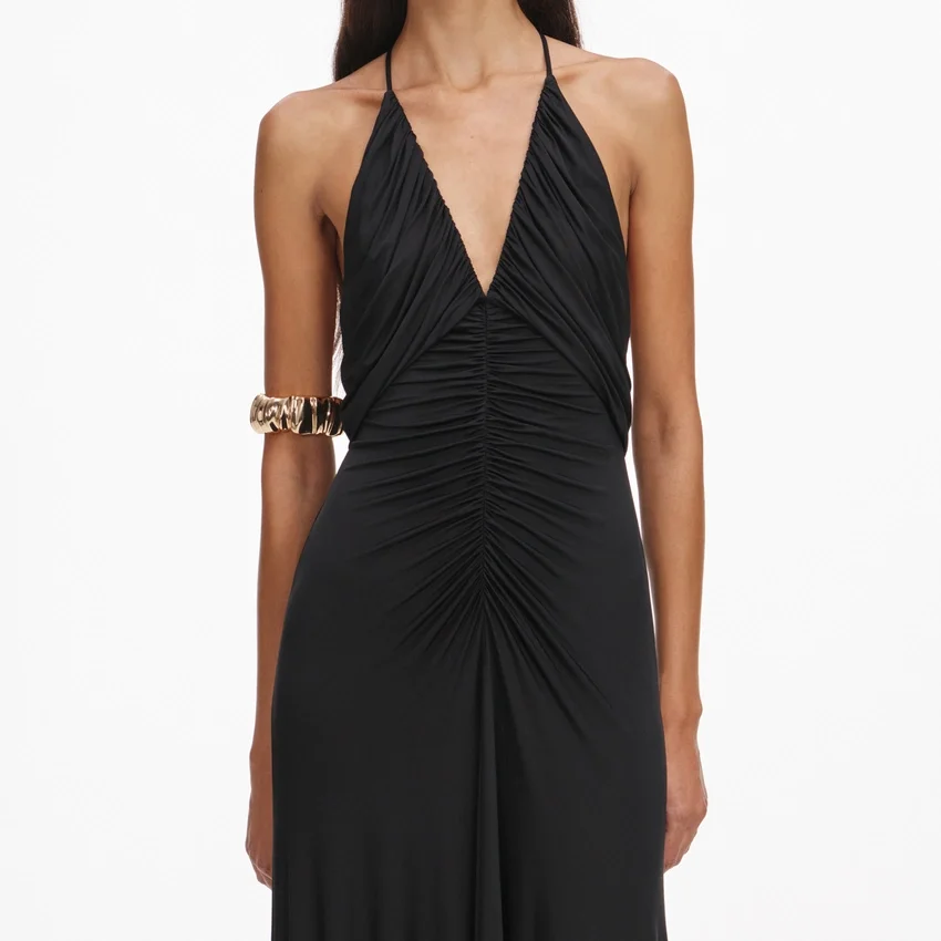 Black Jersey Gathered Maxi Dress Black Jersey Gathered Maxi Dress