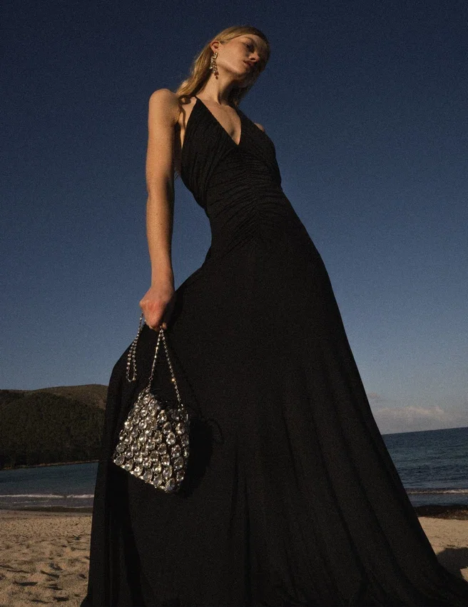 Black Jersey Gathered Maxi Dress Black Jersey Gathered Maxi Dress