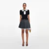 Black Knit Lace Collar Top