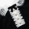 Black Knit Lace Collar Top