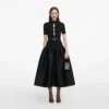 Black Knit Taffeta Midi Dress Black Knit Taffeta Midi Dress