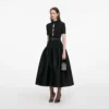 Black Knit Taffeta Midi Dress Black Knit Taffeta Midi Dress