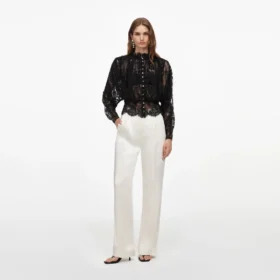 Black Lace High Neck Blouse
