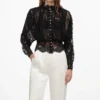 Black Lace High Neck Blouse