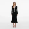 Black Lace Insert Peplum Knit Midi Dress Black Lace Insert Peplum Knit Midi Dress