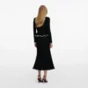 Black Lace Insert Peplum Knit Midi Dress Black Lace Insert Peplum Knit Midi Dress