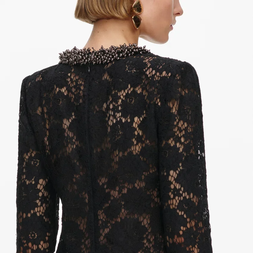 Black Lace Long Sleeve Mini Dress Black Lace Long Sleeve Mini Dress