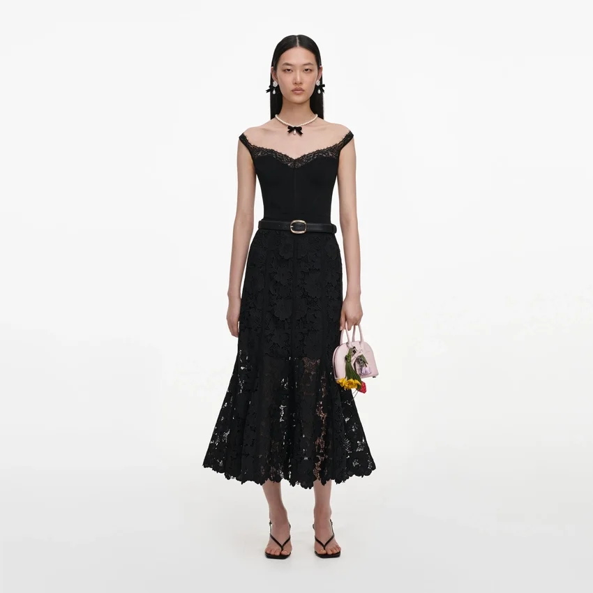 Black Lace Midi Skirt Black Lace Midi Skirt