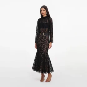 Black Lace Midi Skirt
