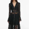 Black Lace Ruffle Maxi Dress Black Lace Ruffle Maxi Dress
