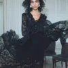 Black Lace Ruffle Maxi Dress Black Lace Ruffle Maxi Dress
