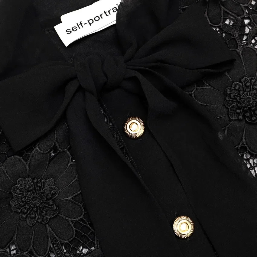 Black Lace Tie Neck Top Black Lace Tie Neck Top
