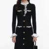Black Lace Trim Knit Midi Dress Black Lace Trim Knit Midi Dress