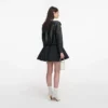 Black Leather Contrast Collar Jacket