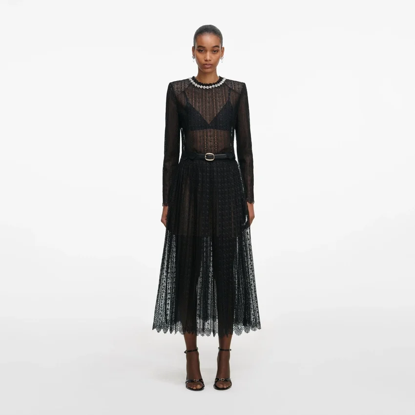 Black Organza Lace Midi Skirt Black Organza Lace Midi Skirt