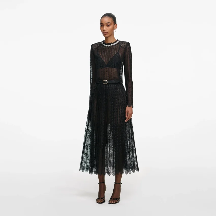 Black Organza Lace Midi Skirt Black Organza Lace Midi Skirt