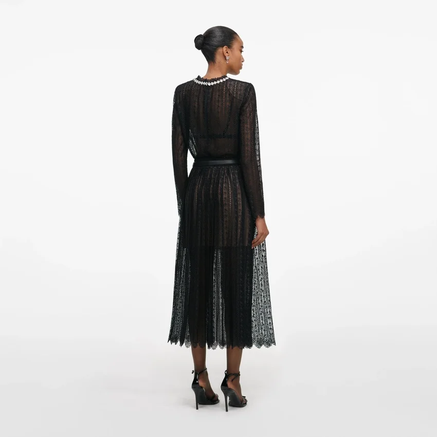 Black Organza Lace Midi Skirt Black Organza Lace Midi Skirt