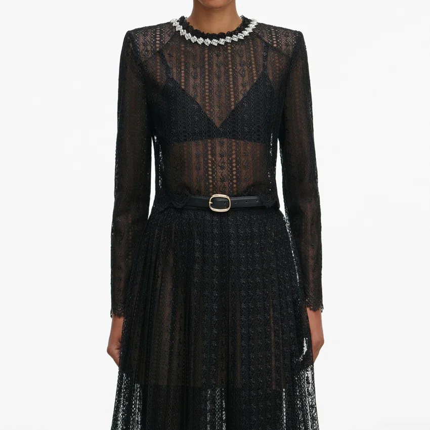 Black Organza Lace Midi Skirt Black Organza Lace Midi Skirt