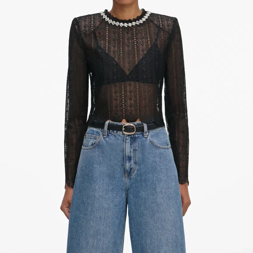 Black Organza Lace Top Black Organza Lace Top