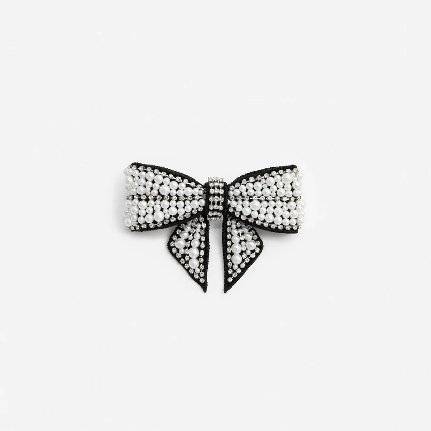 Black Pearl Satin Bow Hairclip Black Pearl Satin Bow Hairclip