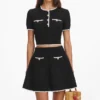 Black Pointelle Knit Mini Skirt Black Pointelle Knit Mini Skirt