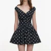 Black Polka Dot Cotton Mini Dress Black Polka Dot Cotton Mini Dress