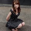 Black Polka Dot Cotton Mini Dress Black Polka Dot Cotton Mini Dress