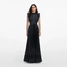 Black Polka Dot Frill Maxi Dress