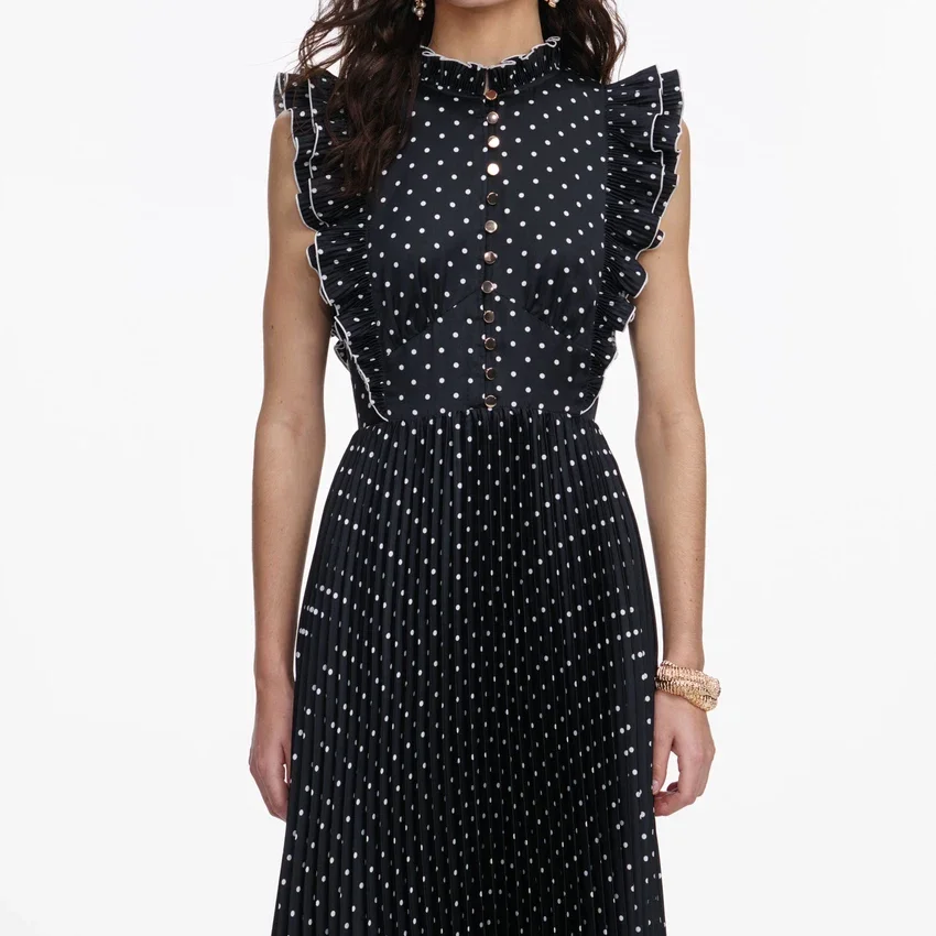 Black Polka Dot Frill Maxi Dress Black Polka Dot Frill Maxi Dress
