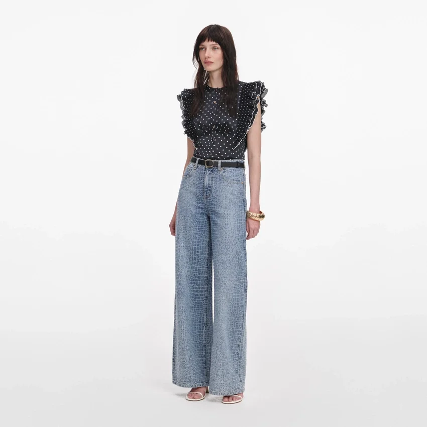 Black Polka Dot Frill Top Black Polka Dot Frill Top