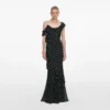 Black Polka Dot Georgette Maxi Dress Black Polka Dot Georgette Maxi Dress