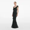 Black Polka Dot Georgette Maxi Dress Black Polka Dot Georgette Maxi Dress