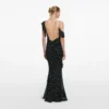 Black Polka Dot Georgette Maxi Dress Black Polka Dot Georgette Maxi Dress