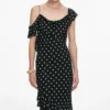 Black Polka Dot Georgette Maxi Dress Black Polka Dot Georgette Maxi Dress