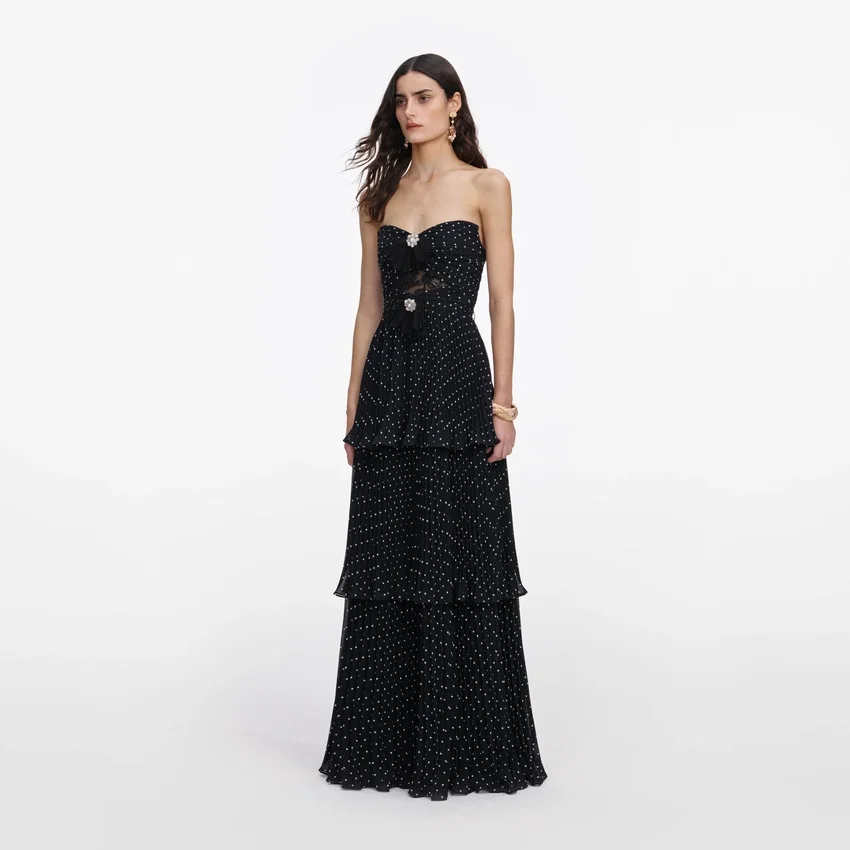 Black Polka Dot Tiered Maxi Dress Black Polka Dot Tiered Maxi Dress