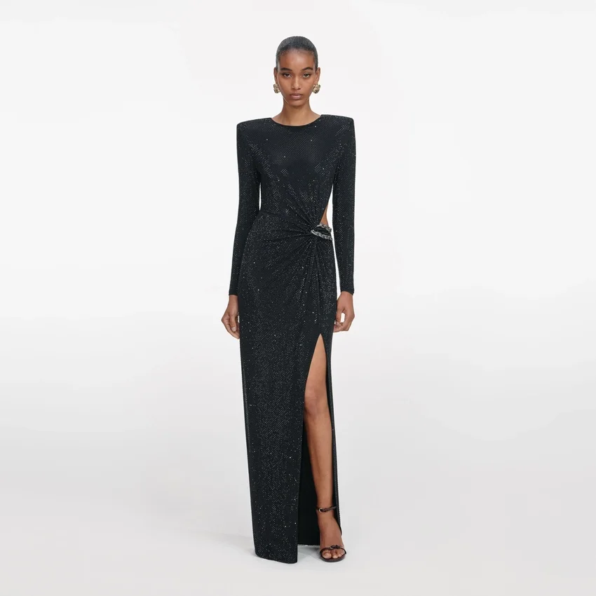 Black Rhinestone Embellished Maxi Dress Black Rhinestone Embellished Maxi Dress