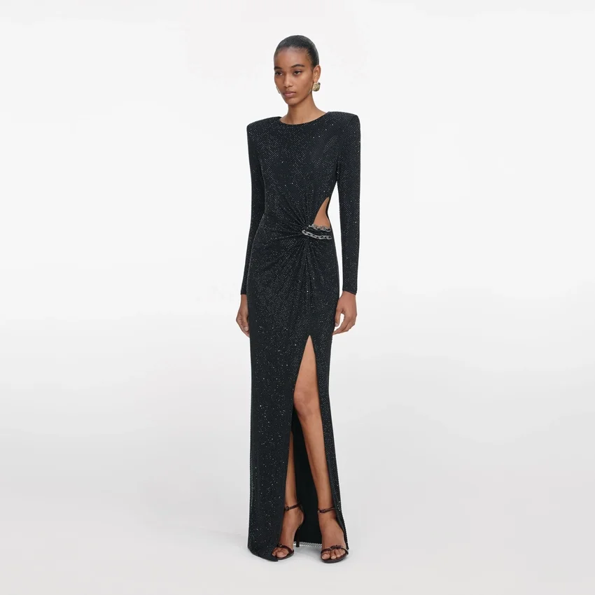 Black Rhinestone Embellished Maxi Dress Black Rhinestone Embellished Maxi Dress
