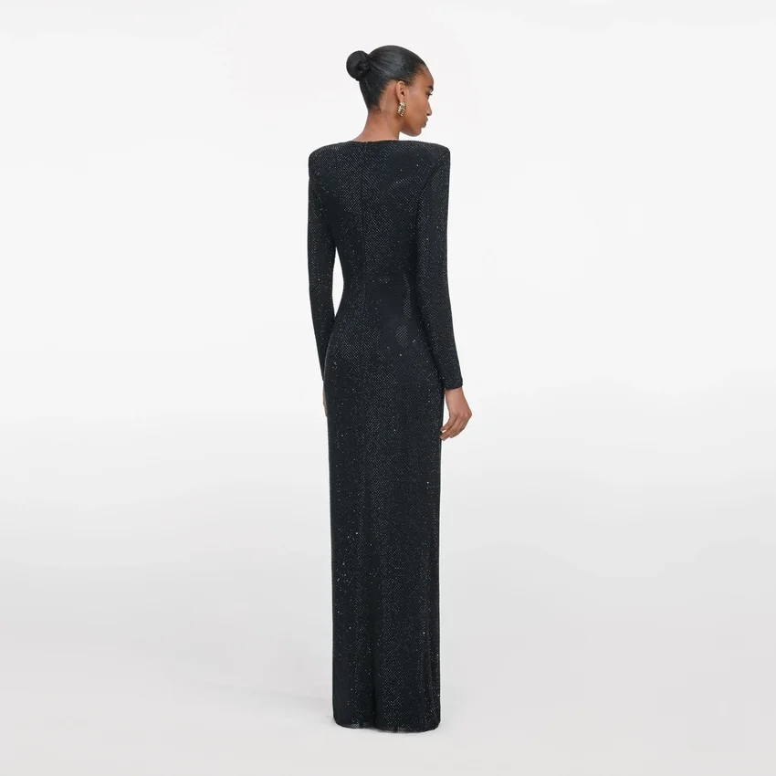 Black Rhinestone Embellished Maxi Dress Black Rhinestone Embellished Maxi Dress