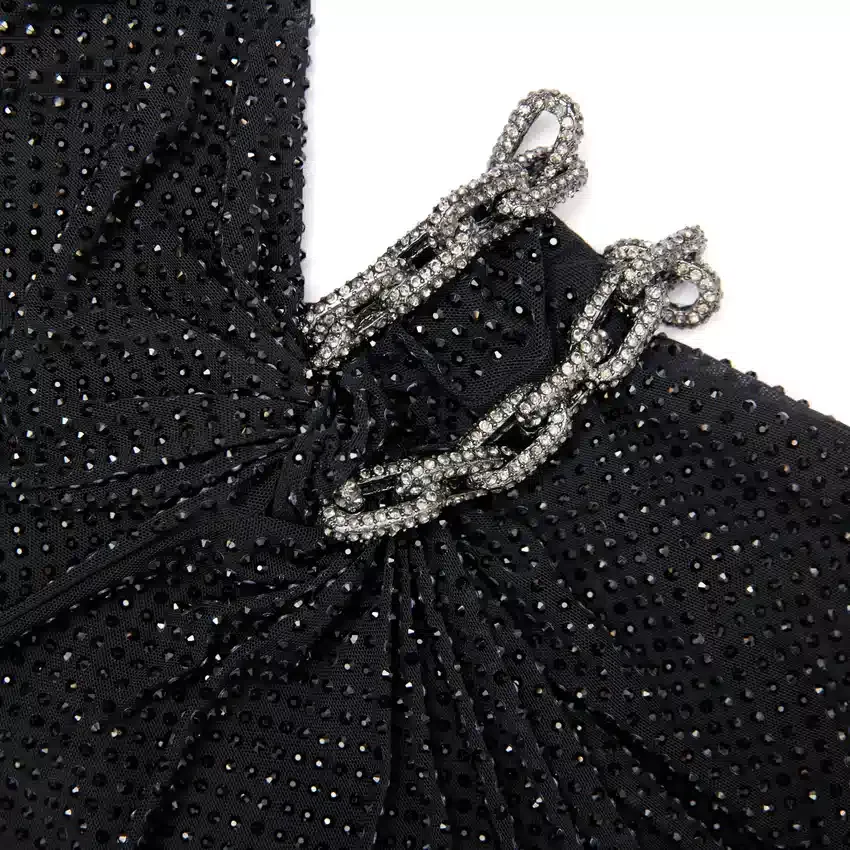 Black Rhinestone Embellished Maxi Dress Black Rhinestone Embellished Maxi Dress