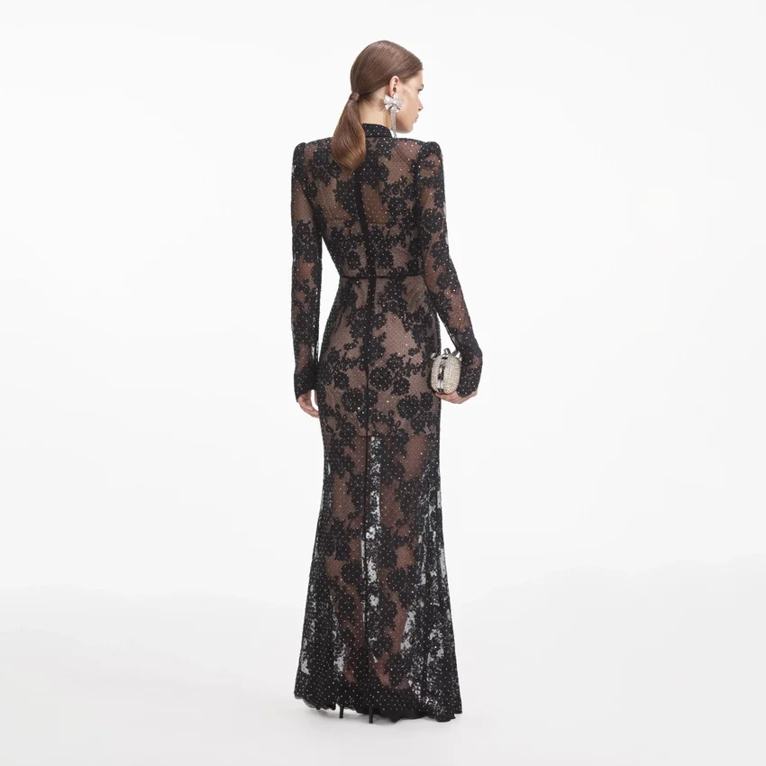 Black Rhinestone Lace Maxi Dress Black Rhinestone Lace Maxi Dress