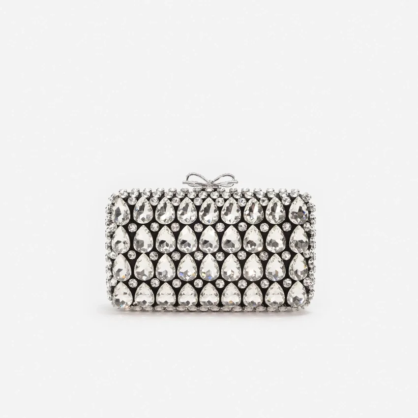 Black Satin Crystal Clutch Bag Black Satin Crystal Clutch Bag