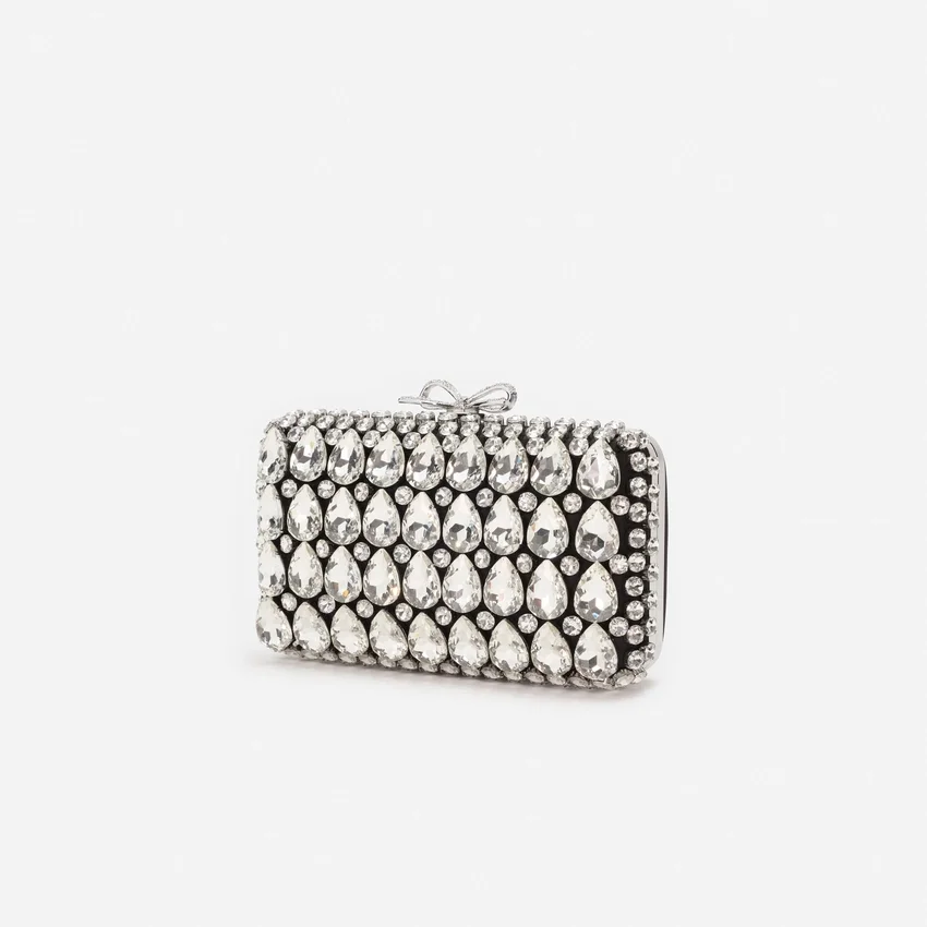 Black Satin Crystal Clutch Bag Black Satin Crystal Clutch Bag