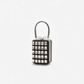 Black Satin Crystal Micro Bag