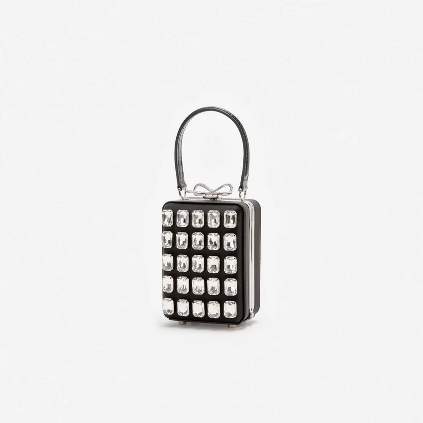 Black Satin Crystal Micro Bag Black Satin Crystal Micro Bag