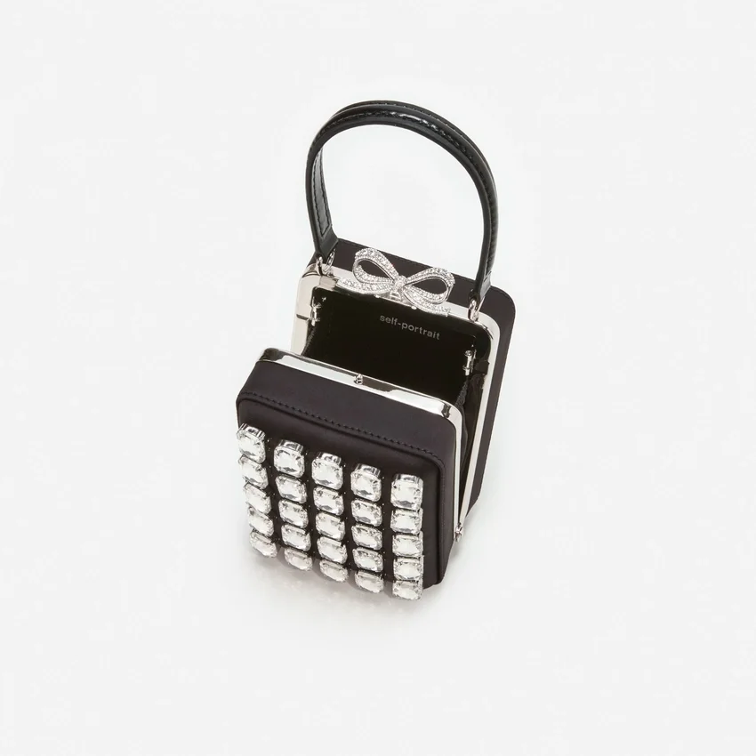 Black Satin Crystal Micro Bag Black Satin Crystal Micro Bag